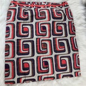 Boden Multicolor Geometric Pencil Skirt